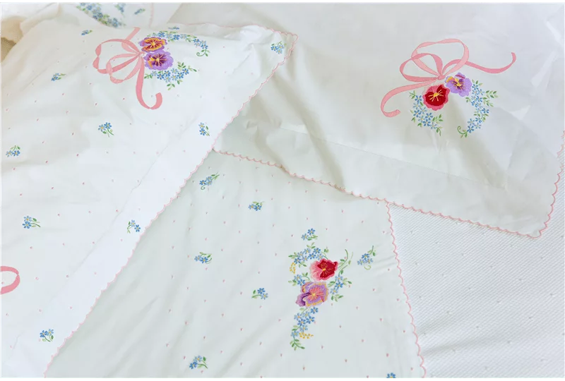 Jogo de Cama em Percal-LP105-062-261cm Larg-Queen Size-6 Pe�as